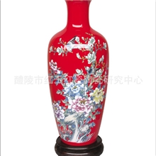 中国红瓷器陶瓷花瓶手绘瓷器花瓶新奇礼品锦上添花