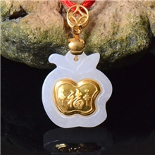 天然翡翠创意礼品苹果金镶玉吊坠金镶玉厂家批发