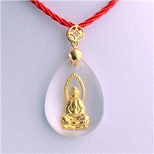 水晶吊坠金镶玉厂家水晶嵌金创意礼品观音吊坠特价批发