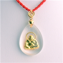 创意礼品水晶嵌金吊坠金镶玉厂家金美晶金佛吊坠1118特价