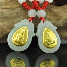 底价爆款福建工厂供应观音金镶玉佛吊坠千足金翡翠批发促销礼品