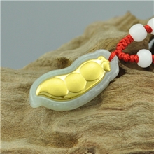 广州金镶玉批发莆田厂家直销千足金福豆吊坠翡翠四季豆玉佩