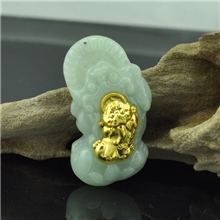 999千足金吊坠金镶玉厂家天然翡翠A货貔貅吊坠批发招财辟邪
