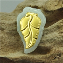 厂家批发金镶玉树叶吊坠开光佛教护身礼品金枝玉叶磨砂千足金