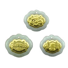 999千足金镶玉广告促销礼品莆田厂家批发直销宝宝长命锁吊坠