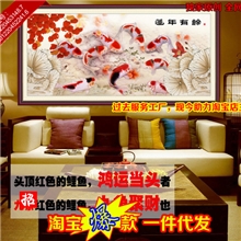 义乌品牌十字绣批发3D十字绣厂家直销九鱼聚财莲年有余客厅风景