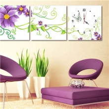 蒙娜丽莎十字绣厂家直销印花十字绣批发紫色优雅三联画钟表453