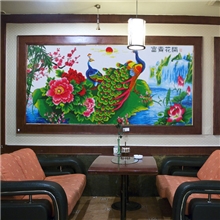 [正品特价]客厅大画富贵花开（孔雀）精准100%印花十字绣批发