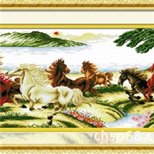 八骏奔腾（马到成功三）100%精准不偏格十字绣批发厂家直销