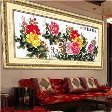 精准印花棉线十字绣正品专卖新款客厅蒙娜丽莎六尺牡丹花开富贵