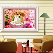 十字绣批发3D精准印花可爱小狗动物系列厂家直销2013最新款十字绣