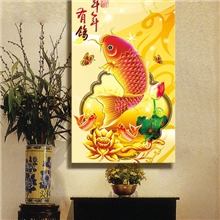 批发精准印花3D十字绣批发年年有余客厅，餐厅挂画批发立体十字绣