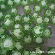 现货批发优质环保编纸巾盒串珠散珠，绿色亚克力工艺品串珠