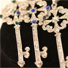 韩国定制！TF最新款满钻镂空钥匙双层长项链女士毛衣链批发女