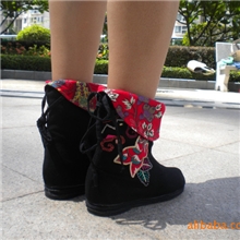 2013春秋款民族风绣花鞋.汉武同款绣花靴子.中靴.内增高鞋2种穿法