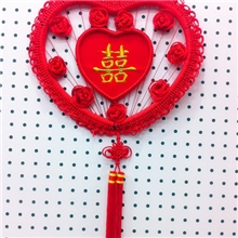 38#桃刺绣喜九朵玫瑰|义乌小商品批发|批发零售中国结板结