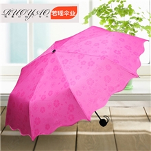 若瑶厂家大量批发超强防紫外线银胶遇水开水魔术三折防晒雨伞