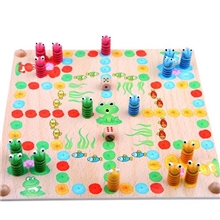 亲子桌游戏宝宝益智玩具木制教具青蛙跳棋飞行棋玩具厂批发