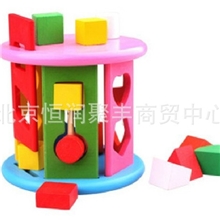 幼得乐小形状轮形状配对颜色认知玩具婴幼儿童早教益智木制积木