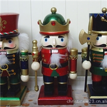 小额批发出口原单23CM珠光色胖国王士兵彩绘胡桃夹子木偶