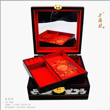 平遥推光漆器贝壳镶嵌漆雕首饰盒饰品盒收纳盒中国特色手工艺品