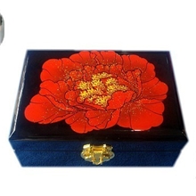 一件起批平遥特产手工木制推光漆工艺品牡丹首饰盒