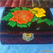 一件起批平遥特产推光漆手工木制工艺品牡丹首饰盒