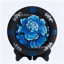 活性炭雕,碳雕,炭雕,碳雕工艺品-典雅炭雕厂-花开富贵牡丹花炭雕
