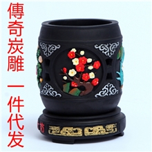供应炭雕四君子/马到成功/双龙戏珠笔筒办公礼品一件代发专拍