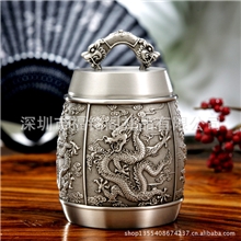 纯锡茶叶罐锡制茶叶罐龙腾盛世高档工艺品可定制