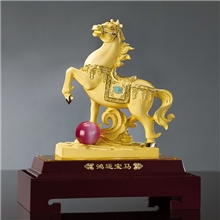 绒沙金厂家绒沙金礼品生肖马摆件-鸿运宝马中号商务送礼
