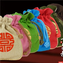 佛珠麻布袋批发佛珠袋包装袋绣花麻布袋多种颜色供选择