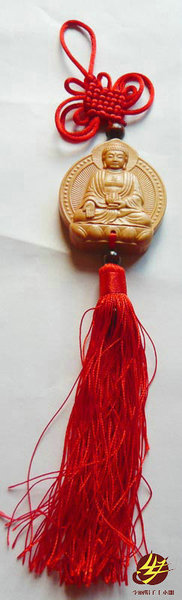 木质礼品桃木雕刻中国结车挂件保平安吉祥摆挂饰阿弥陀佛