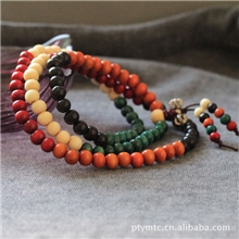 檀木彩珠佛珠手链108红檀黑檀白檀黄檀佛珠手链批发