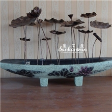 【星工产】【厂家直销】田园铁艺荷叶荷花园林景观雕塑仿真植物