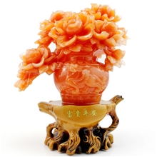 富贵平安牡丹摆件招财貔貅婚庆创意礼品牡丹花瓶工艺装饰摆设品