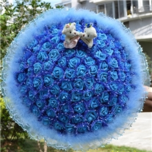 结婚婚庆用品99蓝仿真花玫瑰圣诞节创意礼品代理工厂批发加盟