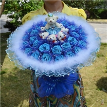 圣诞节礼品仿真玫瑰花地摊饰品新奇特创意礼品卡通花束D55