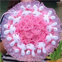 LOVE兔花束卡通花束公仔花束节庆礼品婚庆用品批发代理加盟