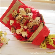 华华卡通花束，情人节礼物11只泰迪熊花束卡通花束代理X002