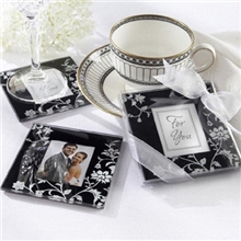 淘宝热销高档玻璃杯垫黑色牵牛花杯垫商务小礼品婚礼回礼礼物