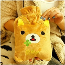 卡通绒面冲水热水袋批发立体动物注水暖手宝韩版PVC暖宝暖水袋