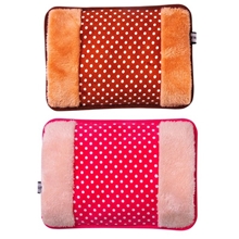 超柔毛绒双插手电热水袋点点暖手宝防爆充电式暖水袋电暖宝