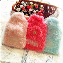 可爱卷毛绒充水热水袋PVC注水暖手宝防爆灌水式暖水袋可拆洗