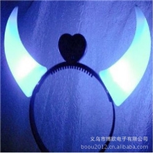 蓝色牛角/发光牛角/闪光牛角/头箍/发光牛角发夹/演唱会/酒吧
