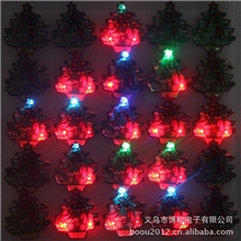 圣诞树闪光胸针发光胸章纽扣胸针闪光灯带双铃铛圣诞装饰品