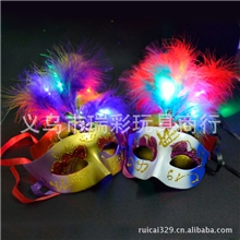 批发发光绒毛面具金粉公主LEG面具可爱羽毛面具化妆舞会面具
