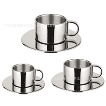 不锈钢咖啡杯双层咖啡杯直身咖啡壶茶杯