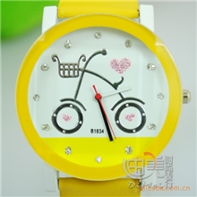 【热卖商品】卡通单车时尚皮带手表/情侣多色可选/迪美时尚表行
