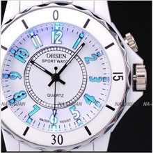 韩国爆款奥圣七彩光防水30米女士手表表盘旋转LED灯